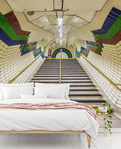 Decorazione murale 3D con tunnel blu, rosso e verde Decorazione murale 3D con tunnel blu, rosso e verde