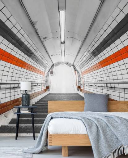 Orange and Black Tunnel Wall Mural