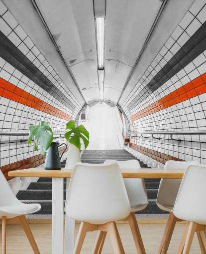 Orange och svart tunnel väggmålning