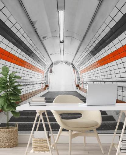 Oranje en zwarte tunnelmuurschildering