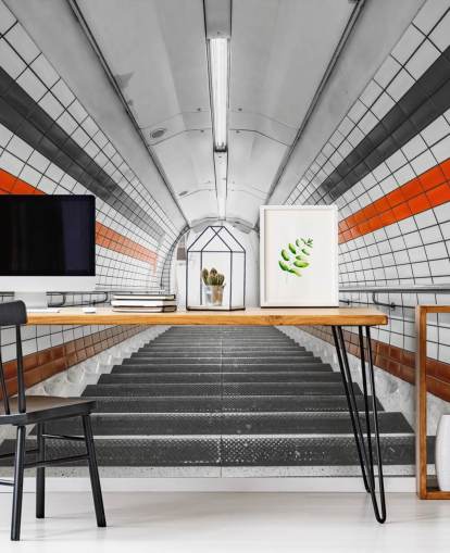 Oranje en zwarte tunnelmuurschildering Oranje en zwarte tunnelmuurschildering