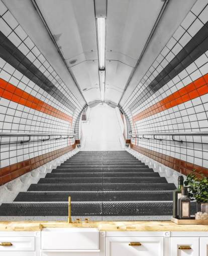 Orange and Black Tunnel Wall Mural Orange and Black Tunnel Wall Mural