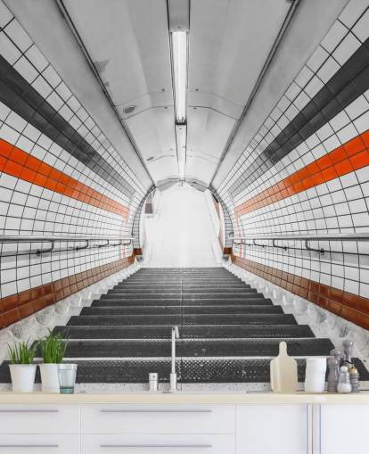 Orange and Black Tunnel Wall Mural