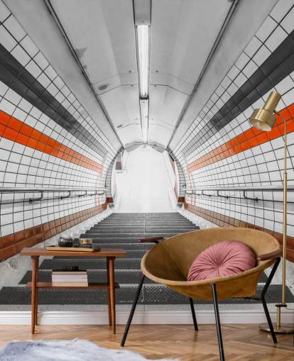 Orange and Black Tunnel Wall Mural Orange and Black Tunnel Wall Mural