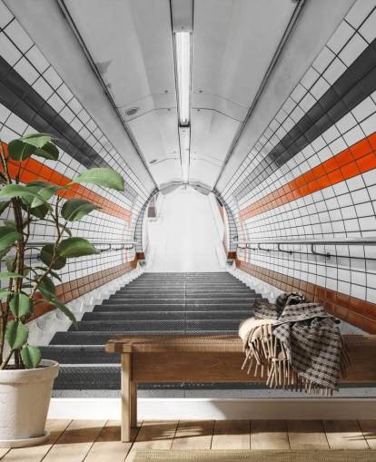 Orange och svart tunnel väggmålning