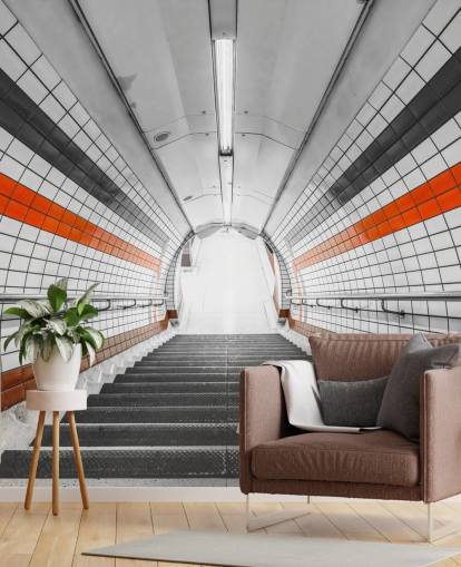 Orange and Black Tunnel Wall Mural