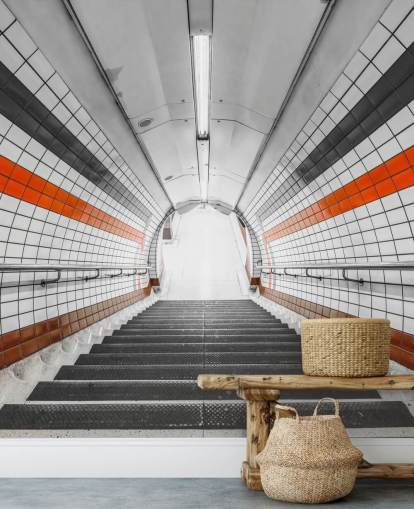 Oransje og svart Tunnel Veggmaleri