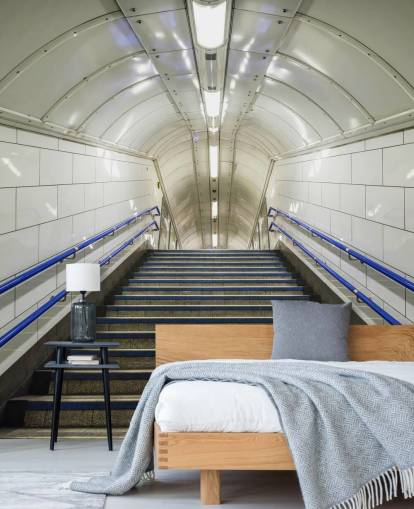 Blå og Hvid Trapper Baggrund