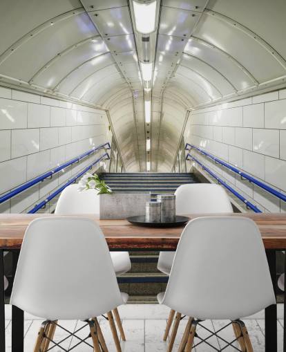 Papier peint Escaliers Bleu et Blanc Papier peint Escaliers Bleu et Blanc