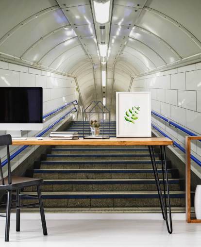 Papier peint Escaliers Bleu et Blanc Papier peint Escaliers Bleu et Blanc