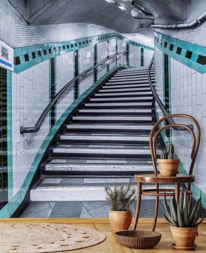 Mural Escaleras curvas turquesas Mural Escaleras curvas turquesas