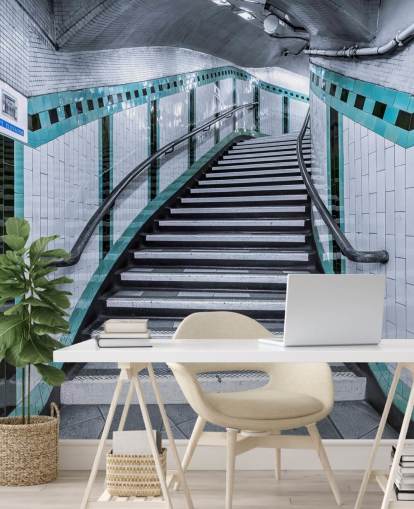 Mural Escaleras curvas turquesas