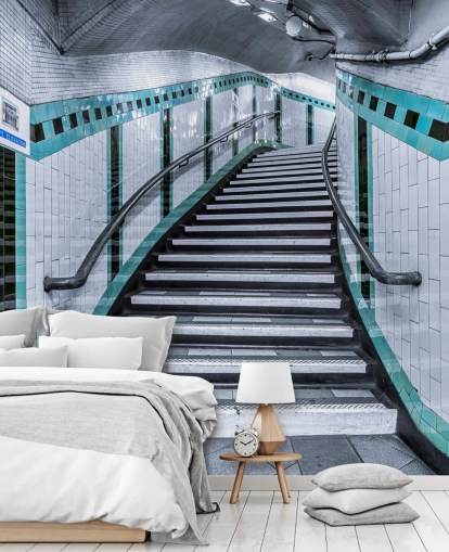 Türkis geschwungene Treppe unterirdisch Wandbild