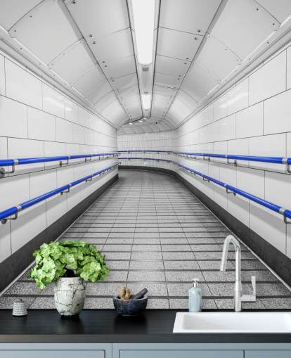 Blue and White Underground London Underground Wallpaper