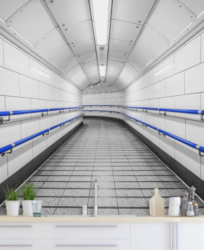 Blue and White Underground London Underground Wallpaper