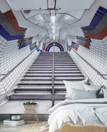 Red and Blue Underground Mural