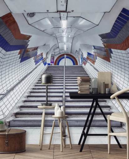 Red and Blue Underground Mural