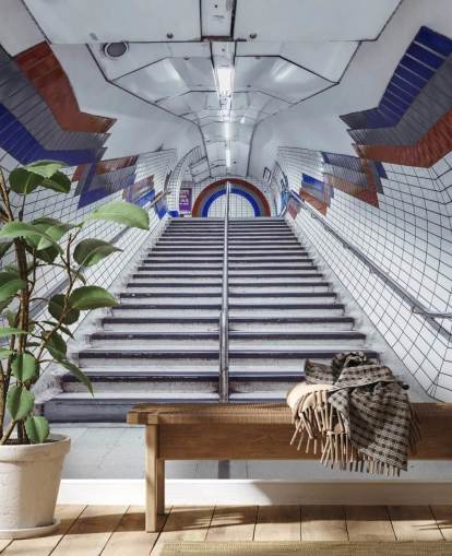 Rote und blaue Untergrund-Wandgemälde Rote und blaue Untergrund-Wandgemälde