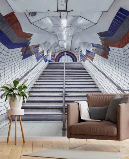 Rød og blå underjordisk vægmaleri