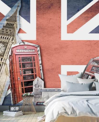 Union Jack London Collage mural