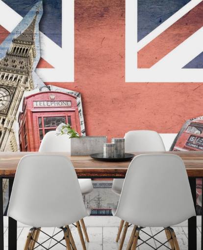 Collage mural Union Jack Londres Collage mural Union Jack Londres