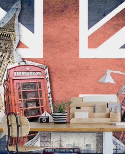 Union Jack London Collage mural