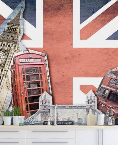 Mural de collage Union Jack London Mural de collage Union Jack London