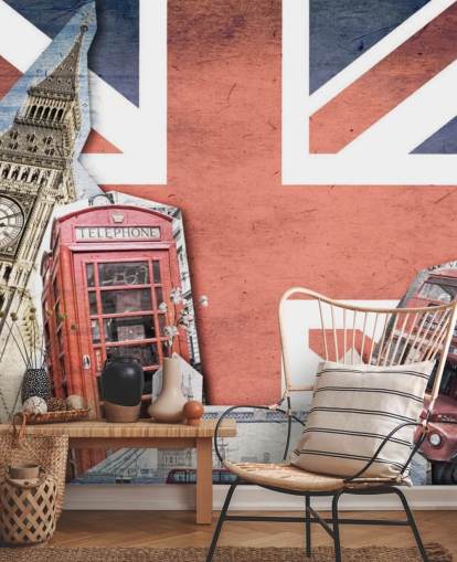Decorazione murale con Union Jack London Collage