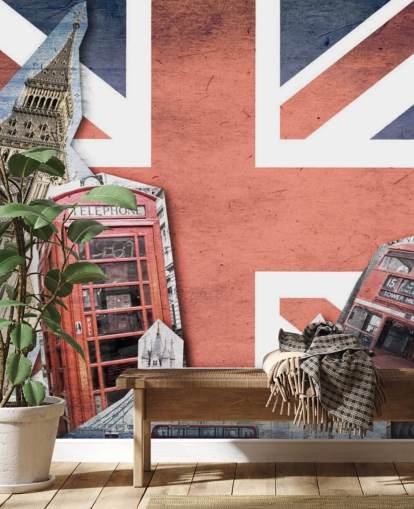 Union Jack London Collage mural