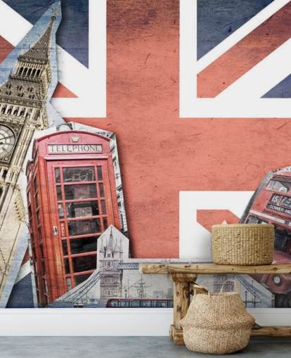 Union Jack London Collage vægmaleri Union Jack London Collage vægmaleri