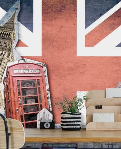 Mural de collage Union Jack London