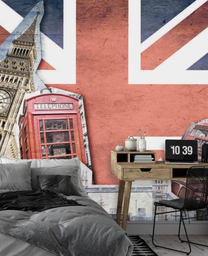 Mural da colagem Union Jack London