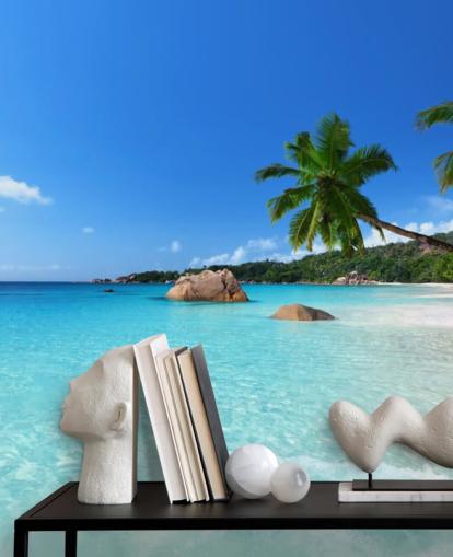 blue customizable beach wallpaper mural called Anse Lazio Beach Seychelles for offices