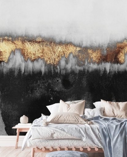 Mural de parede industrial dourado