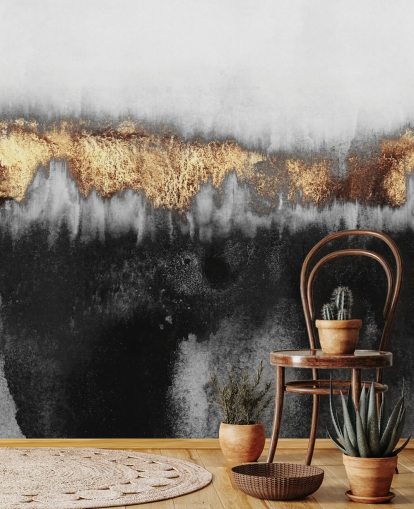 Mural de parede industrial dourado