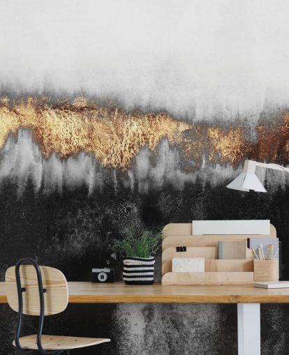 Mural de parede industrial dourado