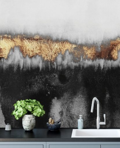 Decorazione murale industriale dorata