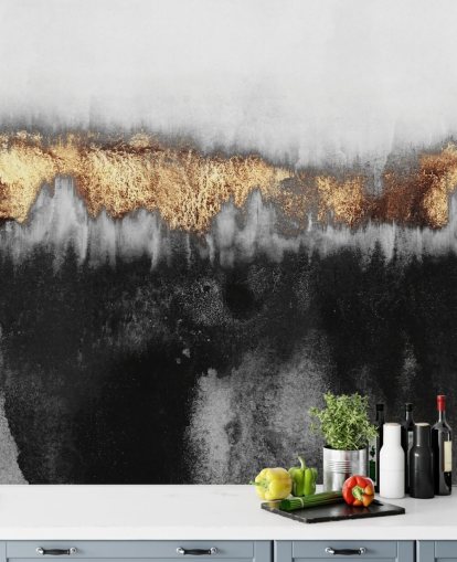 Mural de parede industrial dourado