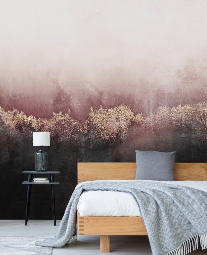 mural de papel pintado abstracto rosa llamado Pink Sky de Elizabeth Fredriksson para dormitorios y salas de estar