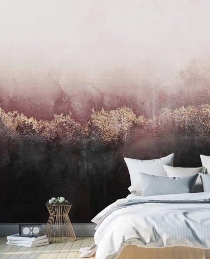 mural de papel pintado abstracto rosa llamado Pink Sky de Elizabeth Fredriksson para dormitorios y salas de estar