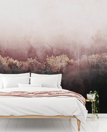 rosa abstrakt tapetmaleri kalt Pink Sky av Elizabeth Fredriksson for soverom og stuer