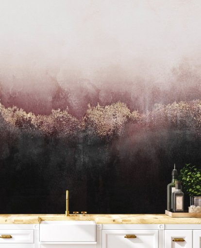 carta da parati astratta rosa chiamata Pink Sky di Elizabeth Fredriksson per camere da letto e salotti