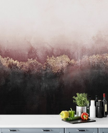 mural de papel pintado abstracto rosa llamado Pink Sky de Elizabeth Fredriksson para dormitorios y salas de estar