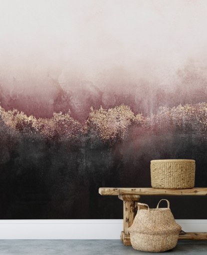 rosa abstrakte Wandtapete namens Pink Sky von Elizabeth Fredriksson für Schlafzimmer und Wohnzimmer