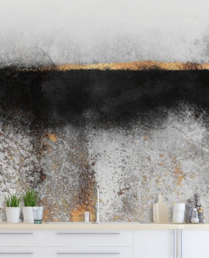 Roet en goud behang