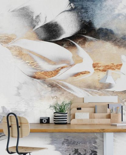 carta da parati astratta neutra personalizzata chiamata Soothe Your Soul di Elizabeth Fredriksson per camere da letto o bagni