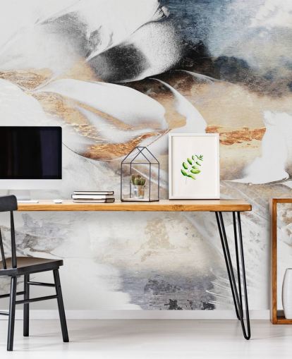 mural de papel de parede abstrato personalizado neutro chamado Soothe Your Soul de Elizabeth Fredriksson para quartos ou banheiros