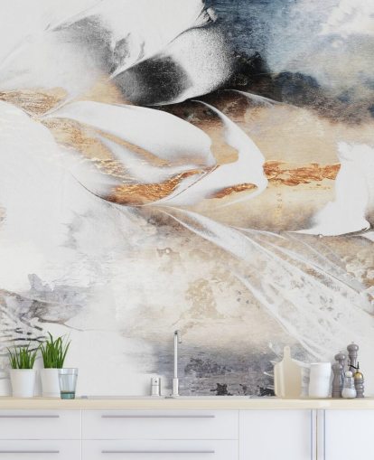 mural de papel de parede abstrato personalizado neutro chamado Soothe Your Soul de Elizabeth Fredriksson para quartos ou banheiros