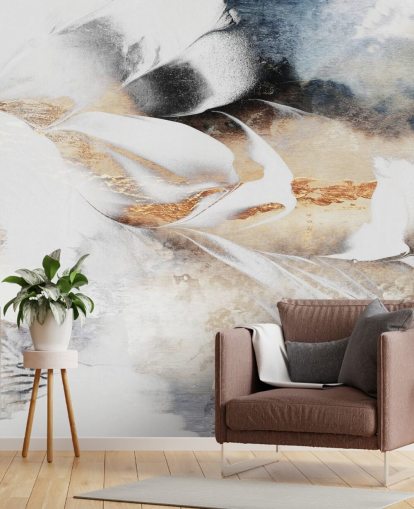 mural de papel pintado abstracto personalizado neutro llamado Soothe Your Soul de Elizabeth Fredriksson para dormitorios o baños