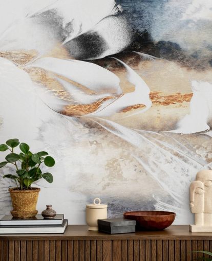 neutrales individuelles abstraktes Tapeten-Wandbild namens Soothe Your Soul von Elizabeth Fredriksson für Schlafzimmer oder Badezimmer